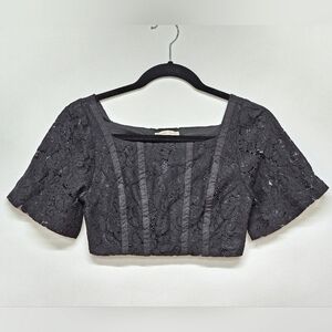 Zara Lace Crop Corset Top in black, Size Small, Goth, Grunge, Y2K